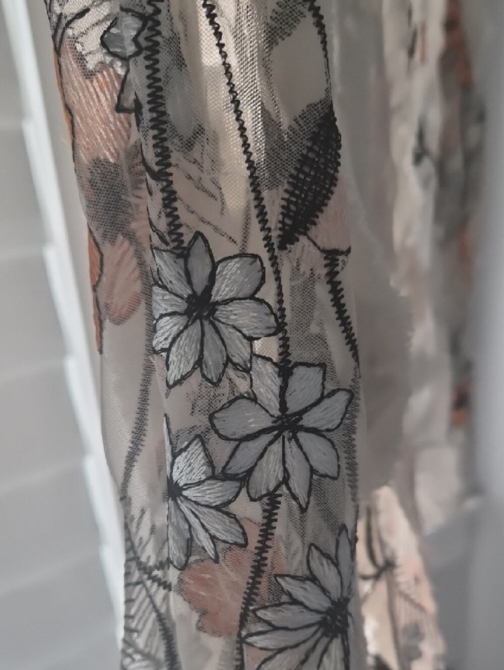 Adore White Floral Embroidered Jean Jacket - Picture 5 of 5